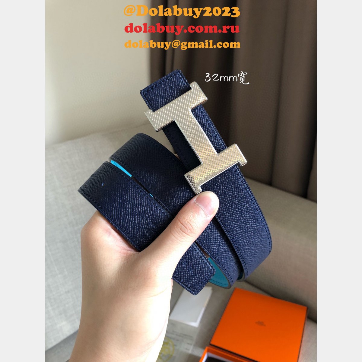 Replica Hermes Belts Reversible Leather Strap 32mm Designer Fake Store