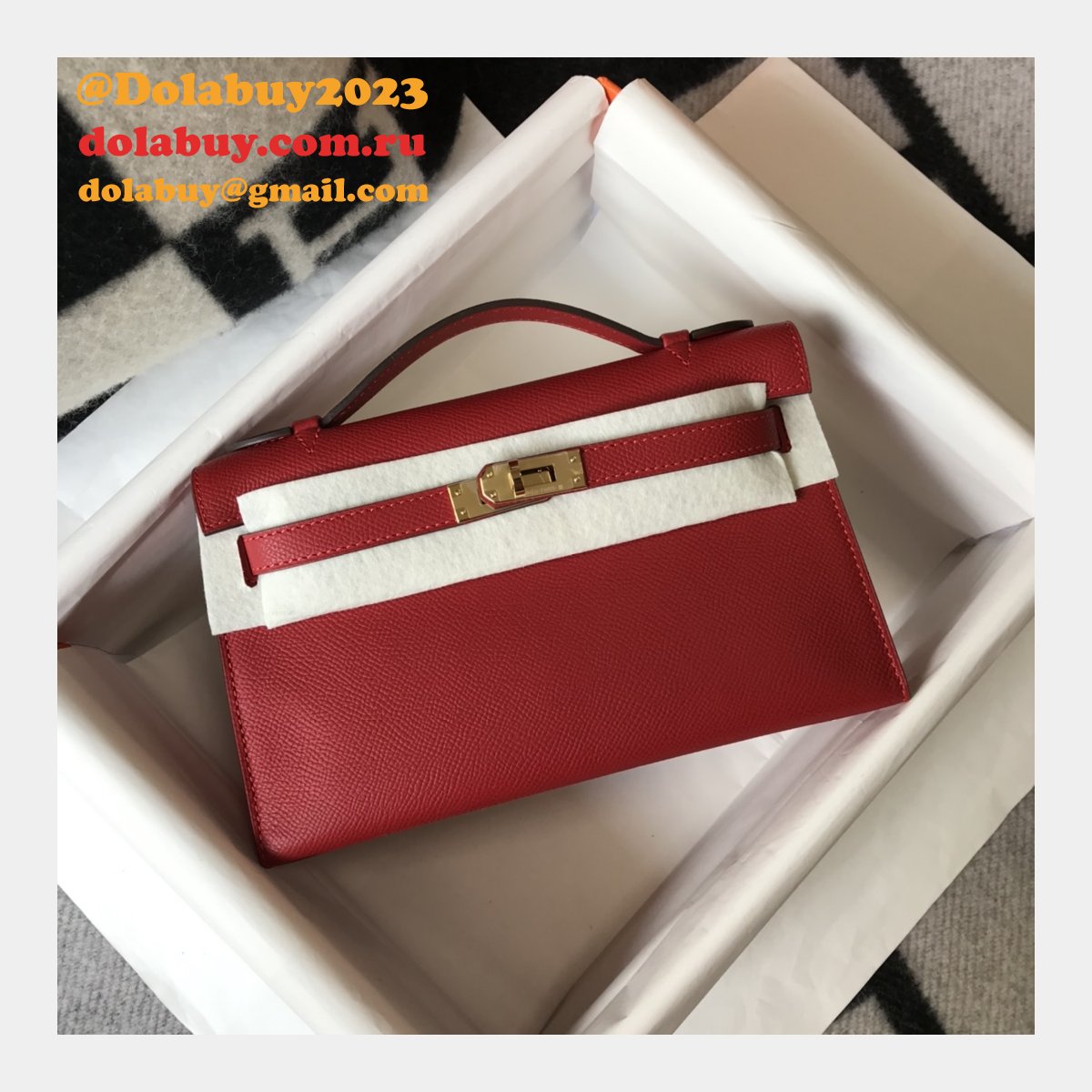 Luxury Hermes EPSOM LEATHER Mini Kelly Pouchette