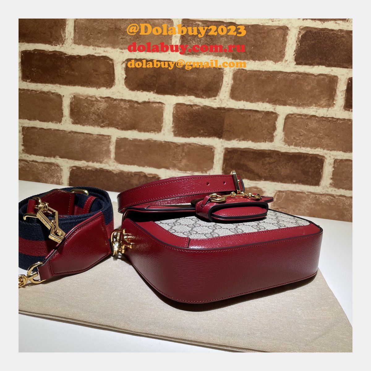 luxury G*u*i horsebit 1955 shoulder 658574 red bags for women