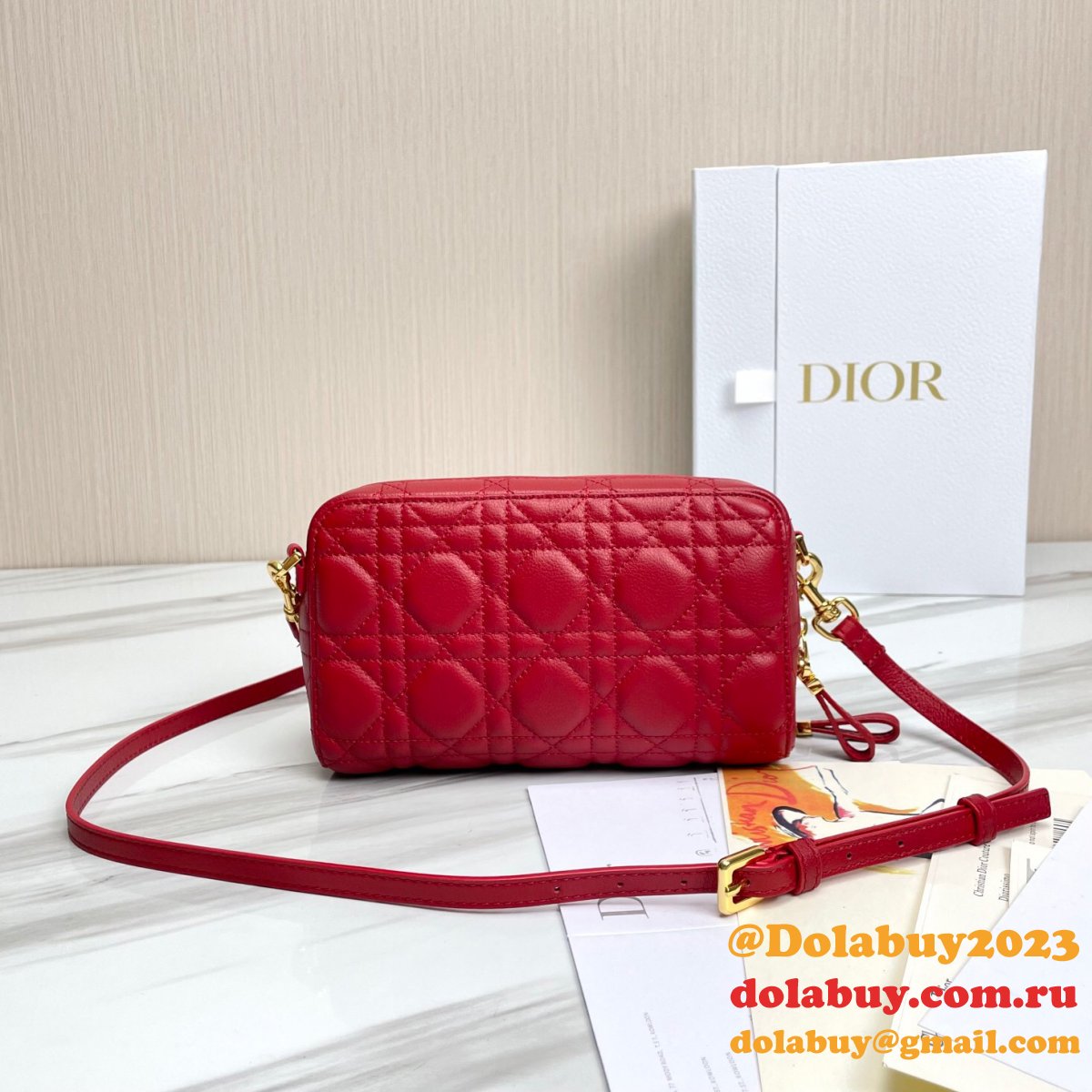 High Quality Dior Caro Bag Brown Supple Cannage Calfskin