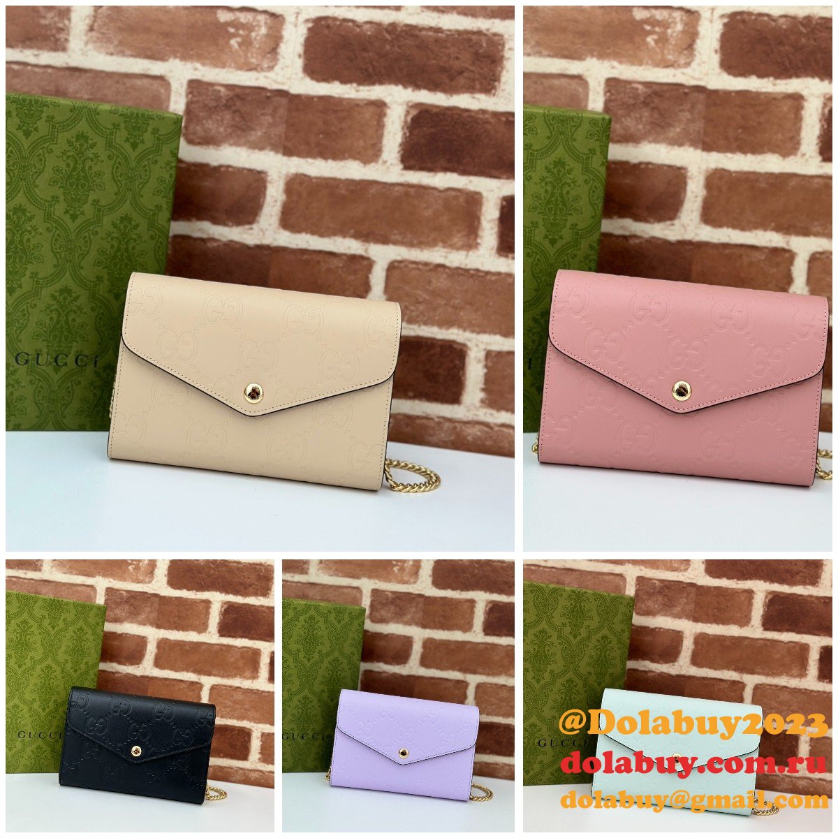 G*u*i copy gg leather chain wallet 1:1 mirror 781555 bag