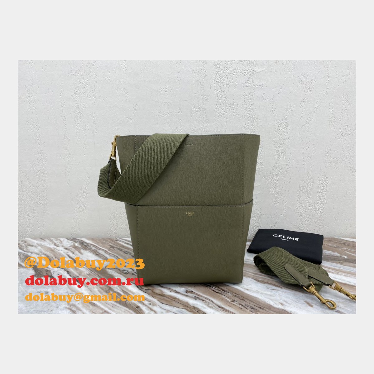 Top Quality Replica Celine Sangle Army Green Shoulder Bags