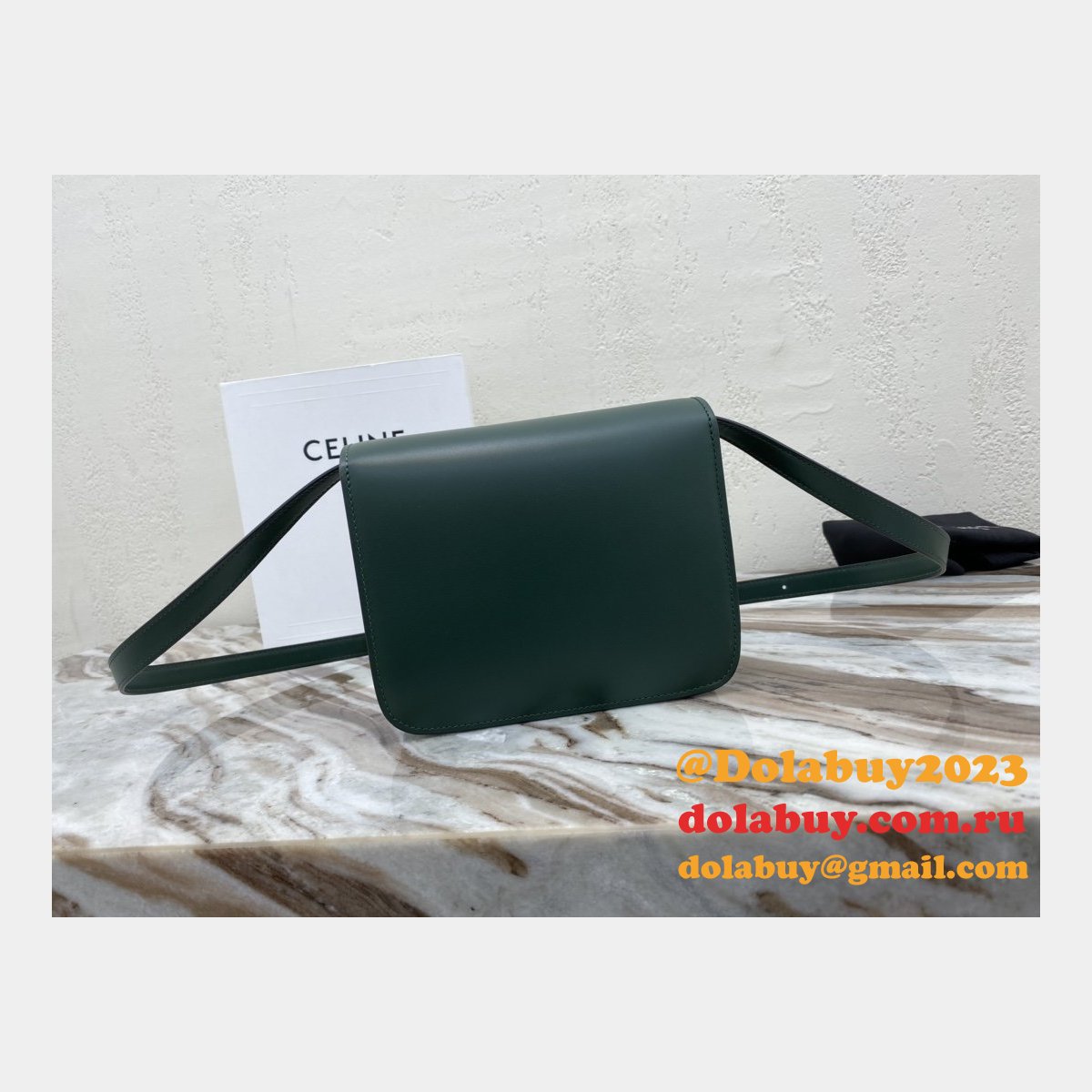 Celine Cheap Teen Classic Box ArmyGreen shoulder bag
