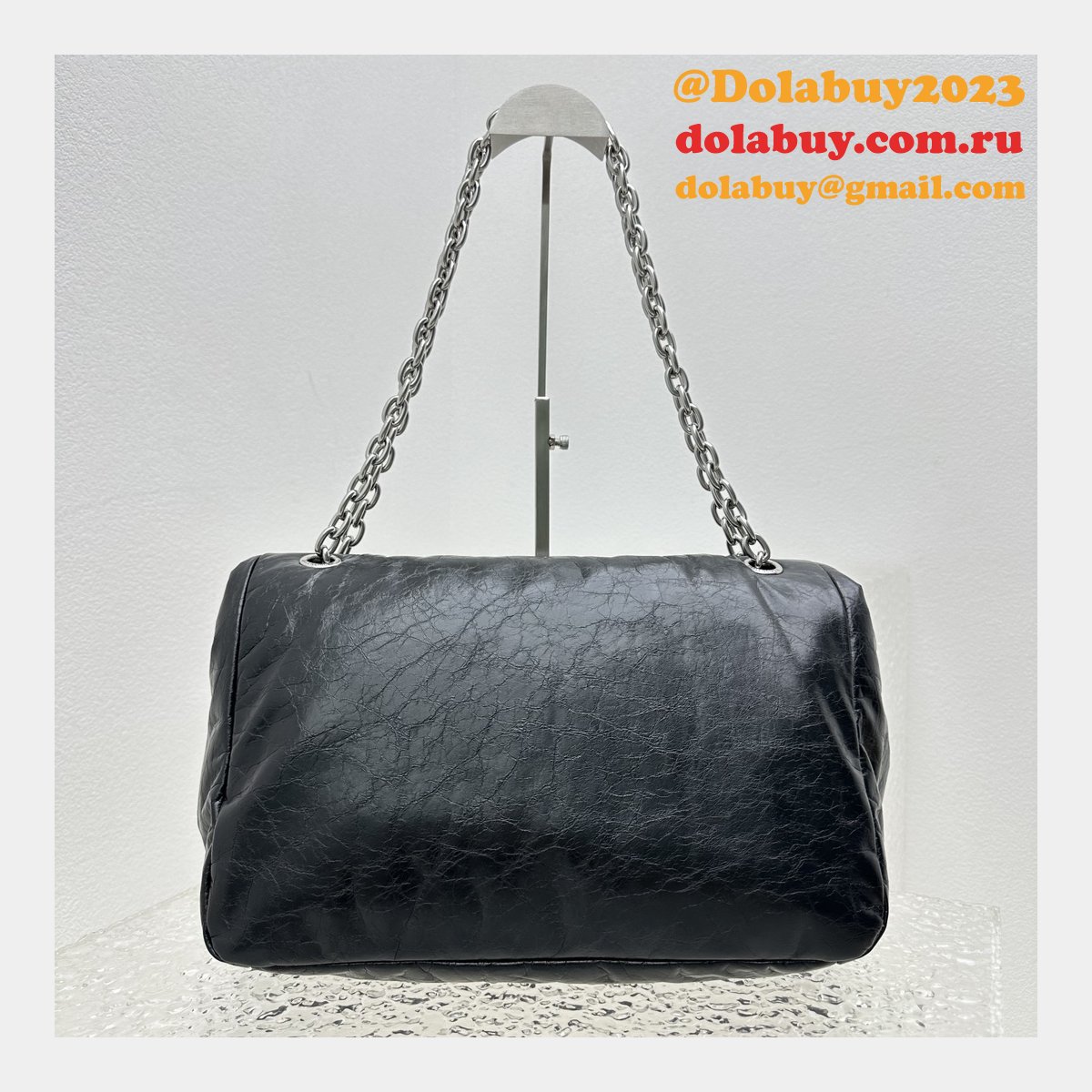 Top Quality Best Balenciaga Le Monaco Wax Leather Chain Bag