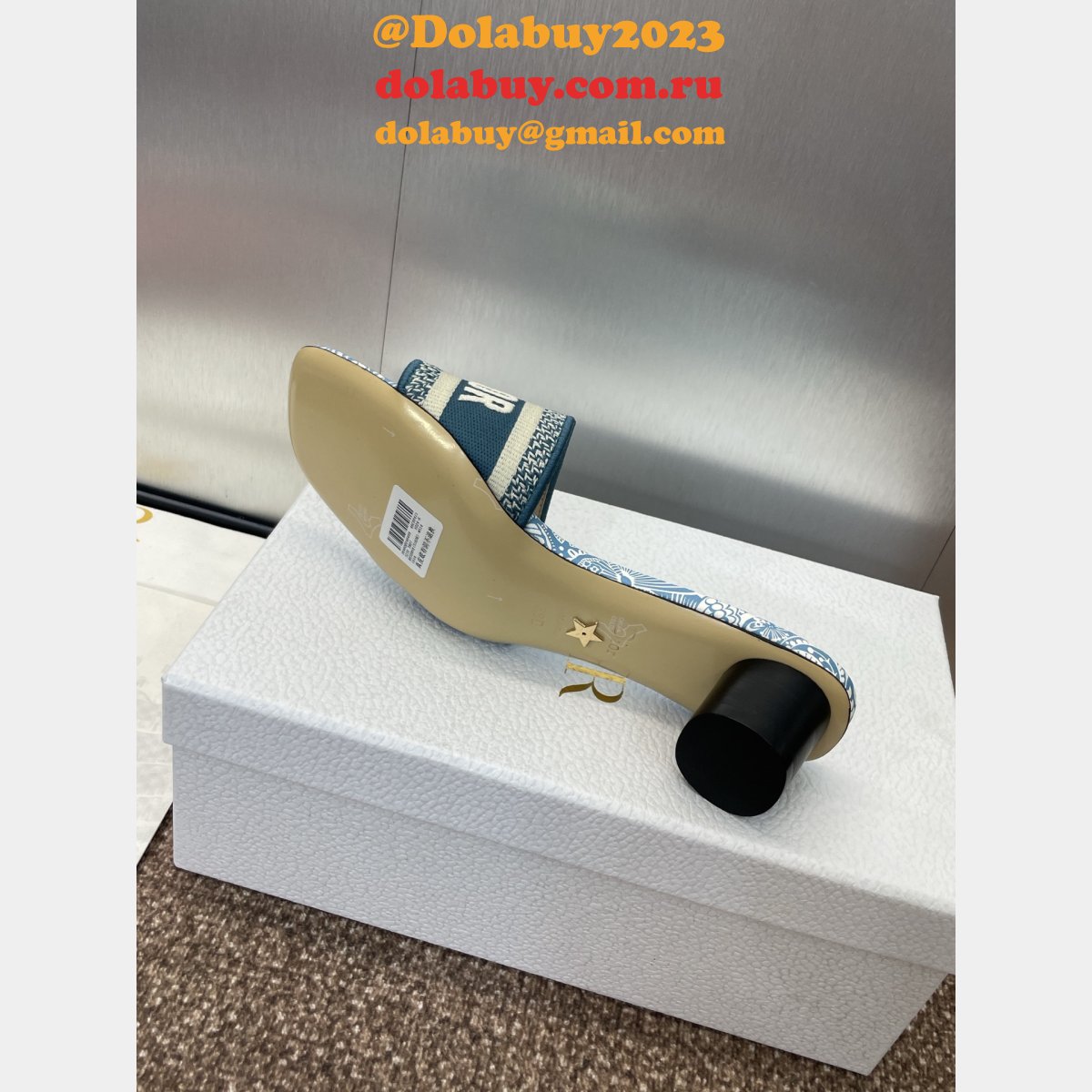 Wholesale 1:1 Mirror Dway Heeled Slide