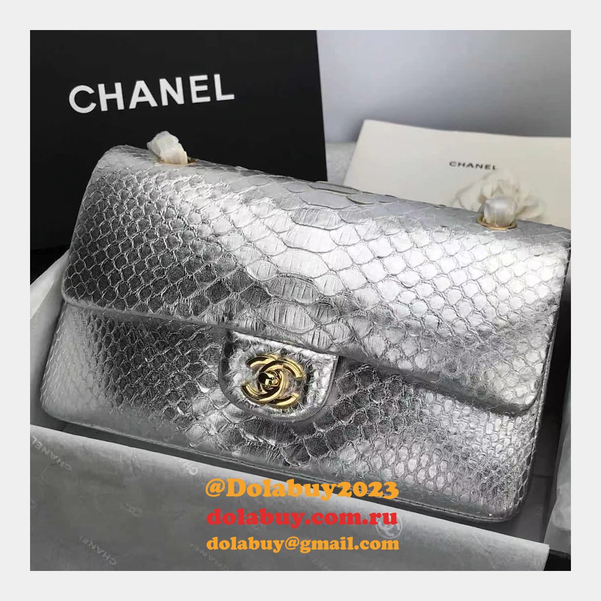 AAA+ Perfect CC flap handbag snake skin 25.5cm