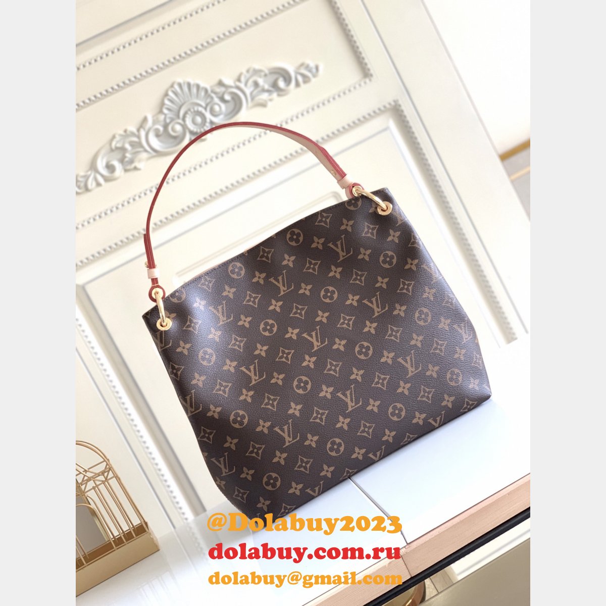 Wholesale Louis Vuitton N43701 Top Replica Monogram Shopping Cabas Bag Tote