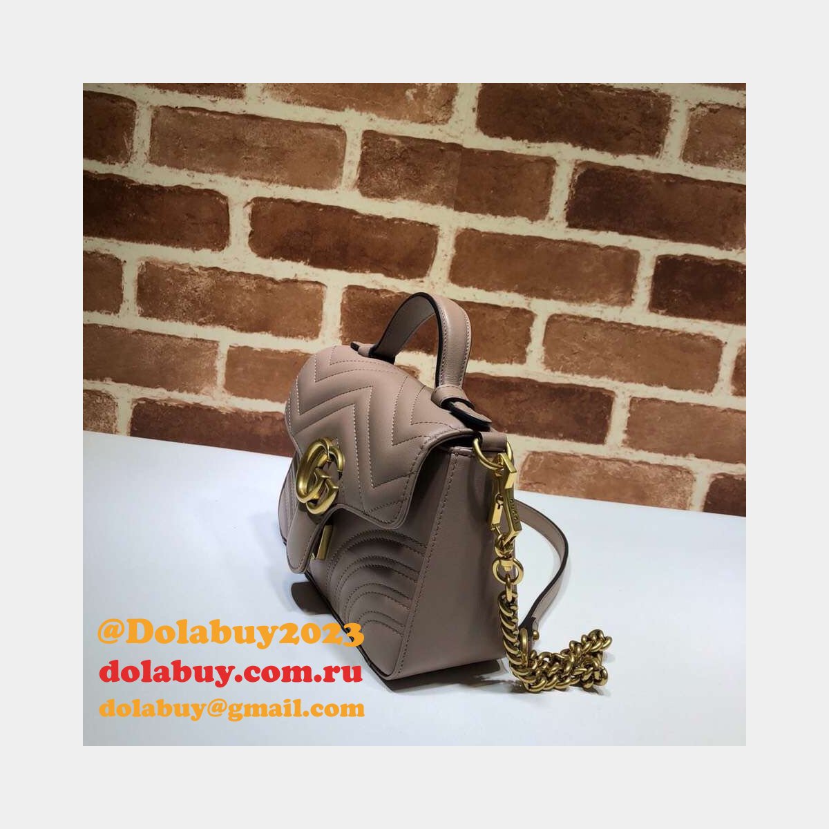 cheap 547260 G*u*i chevron leather gg marmont mini top handle