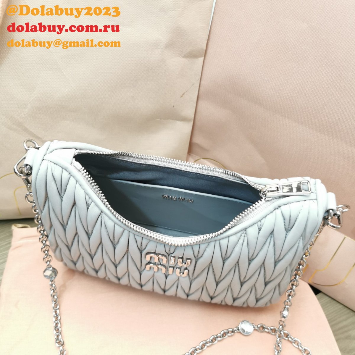 Best 2024 Replica Miu Miu Matelasse 5BH211 Quality Fake Bag