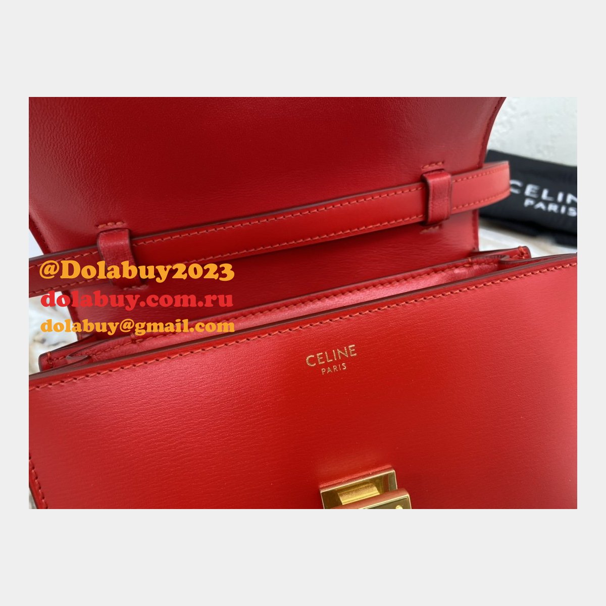 Celine Replicas Teen Classic Box Red Bag