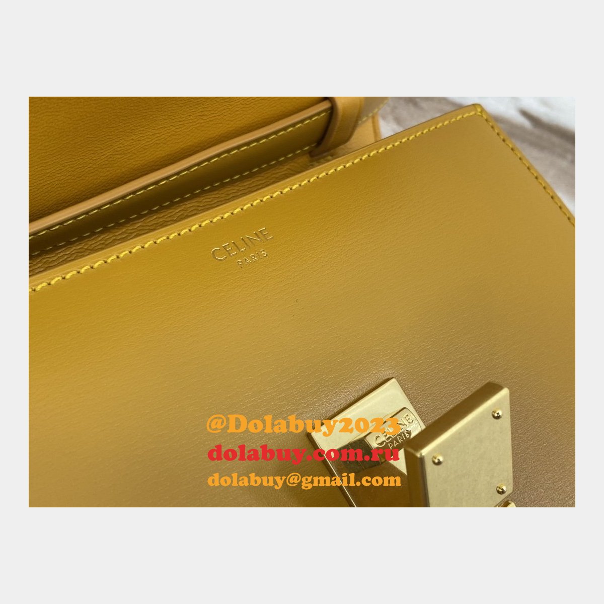 Celine Leather Teen Classic Bag in Yellow