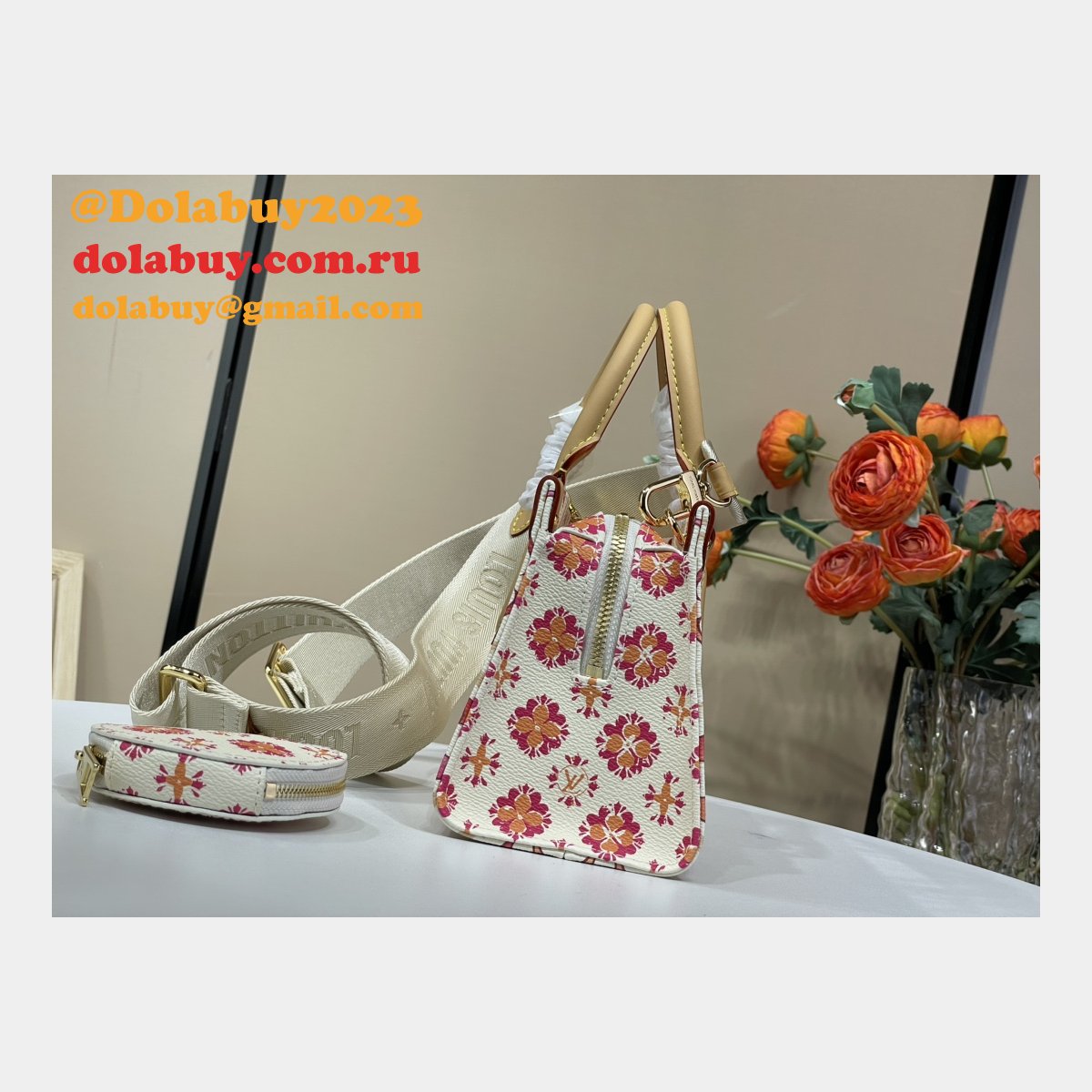 Louis Vuitton Inspired News OnTheGo East West M25318 UK Coral Bag