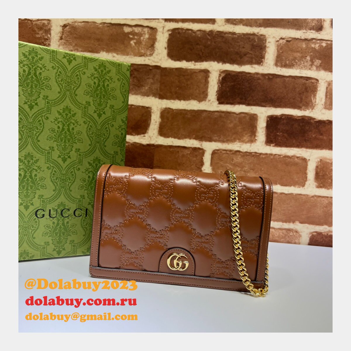 G*u*i our replica designer 723787 gg matelassé chain wallet