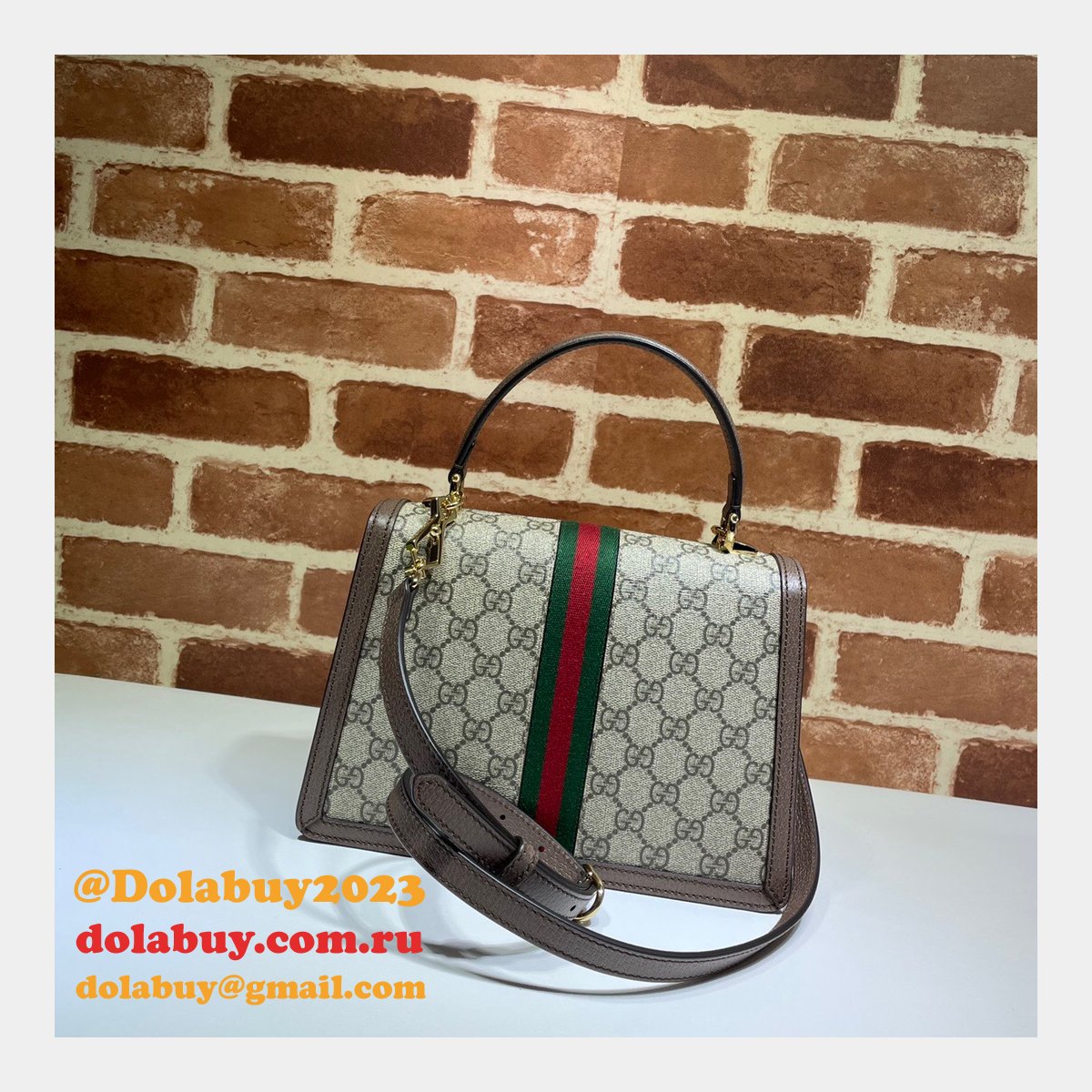 replica G*u*i ophidia 651055 gg top handle bag brown