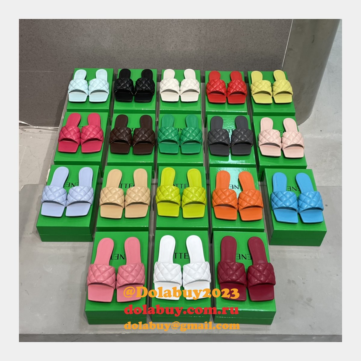 1:1 Quality Bottega Venet Fake Diamond Flat Slippers Shoes