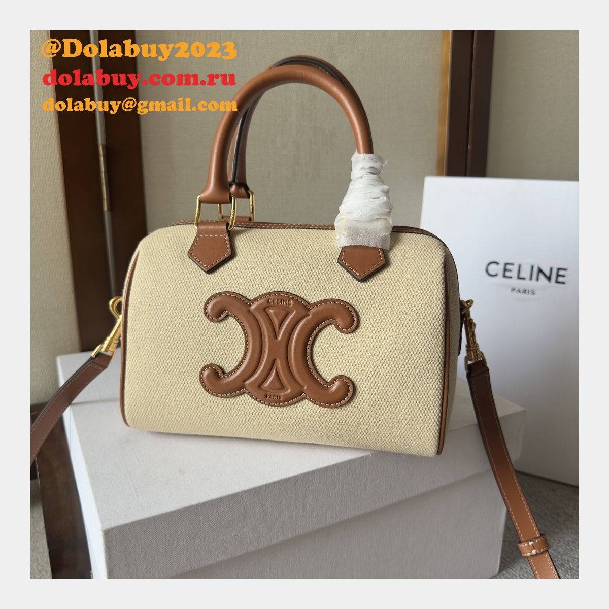 Luxury Celine 197582 Triomphe Small Boston Bag