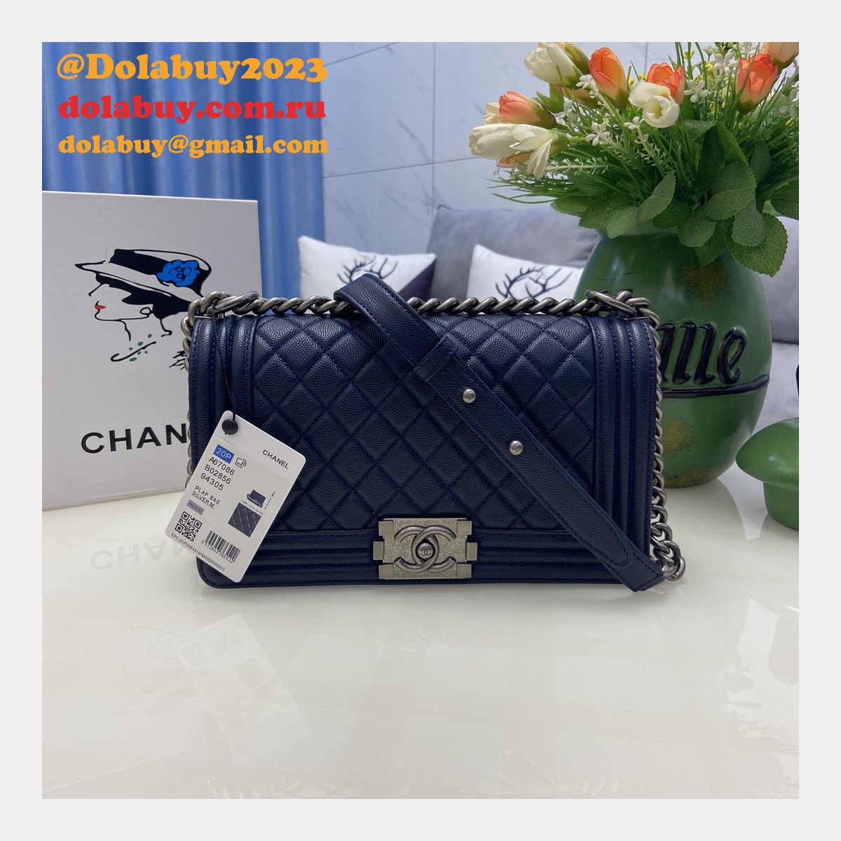Replica CC Le Boy Flap Bag caviar leather 25CM