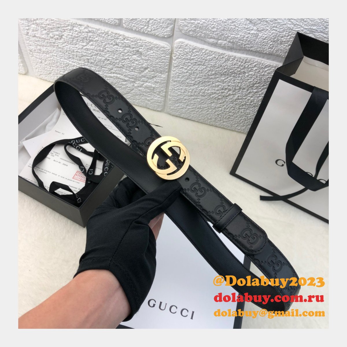 copy G*u*i perfect leather 7 star 3.0cm belts black