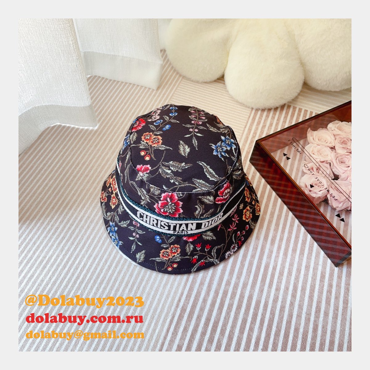 Best Christian Dior Colorblock bow Fisherman hat