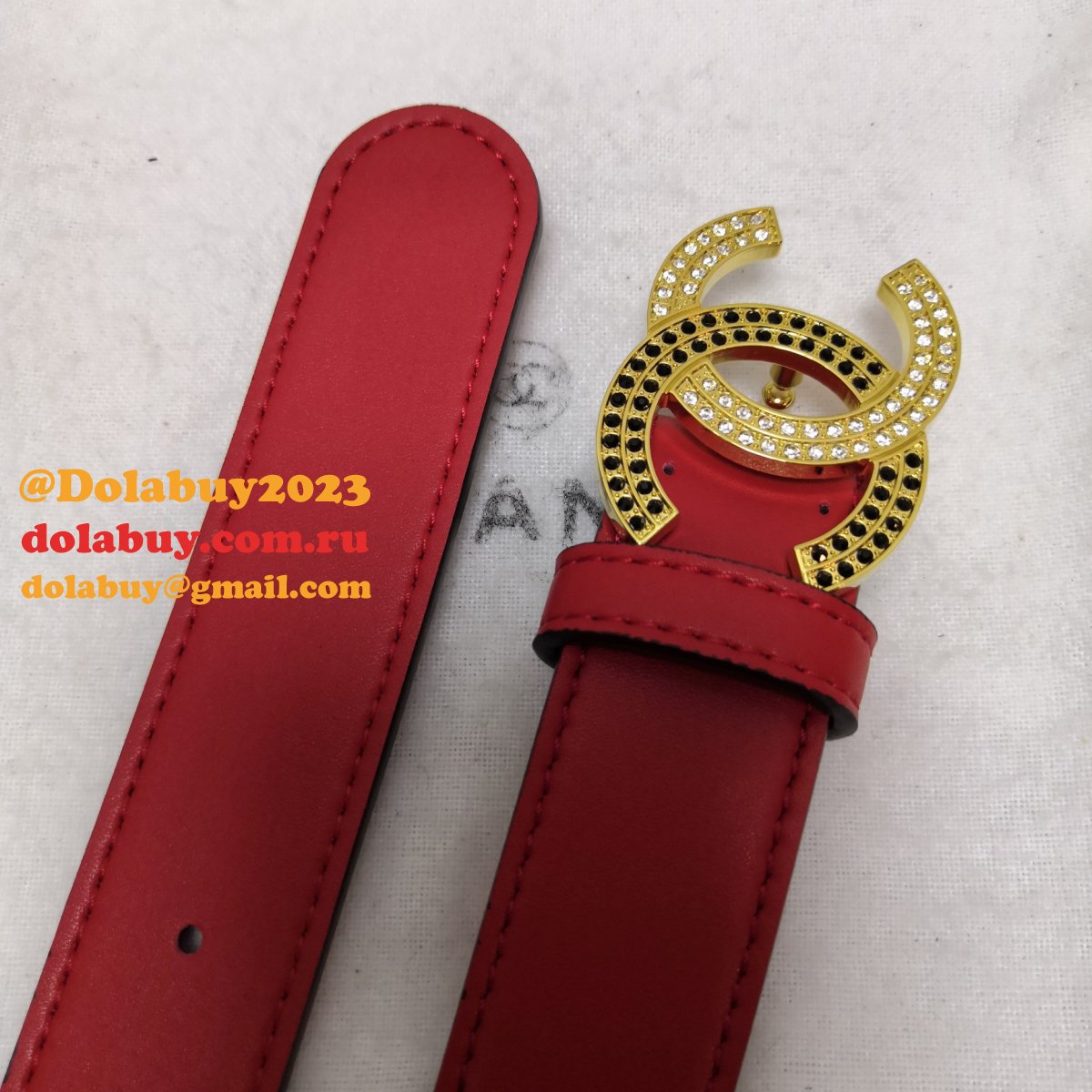 Top Quality Replica CC Double C Belt Red Width 3.0cm 1135