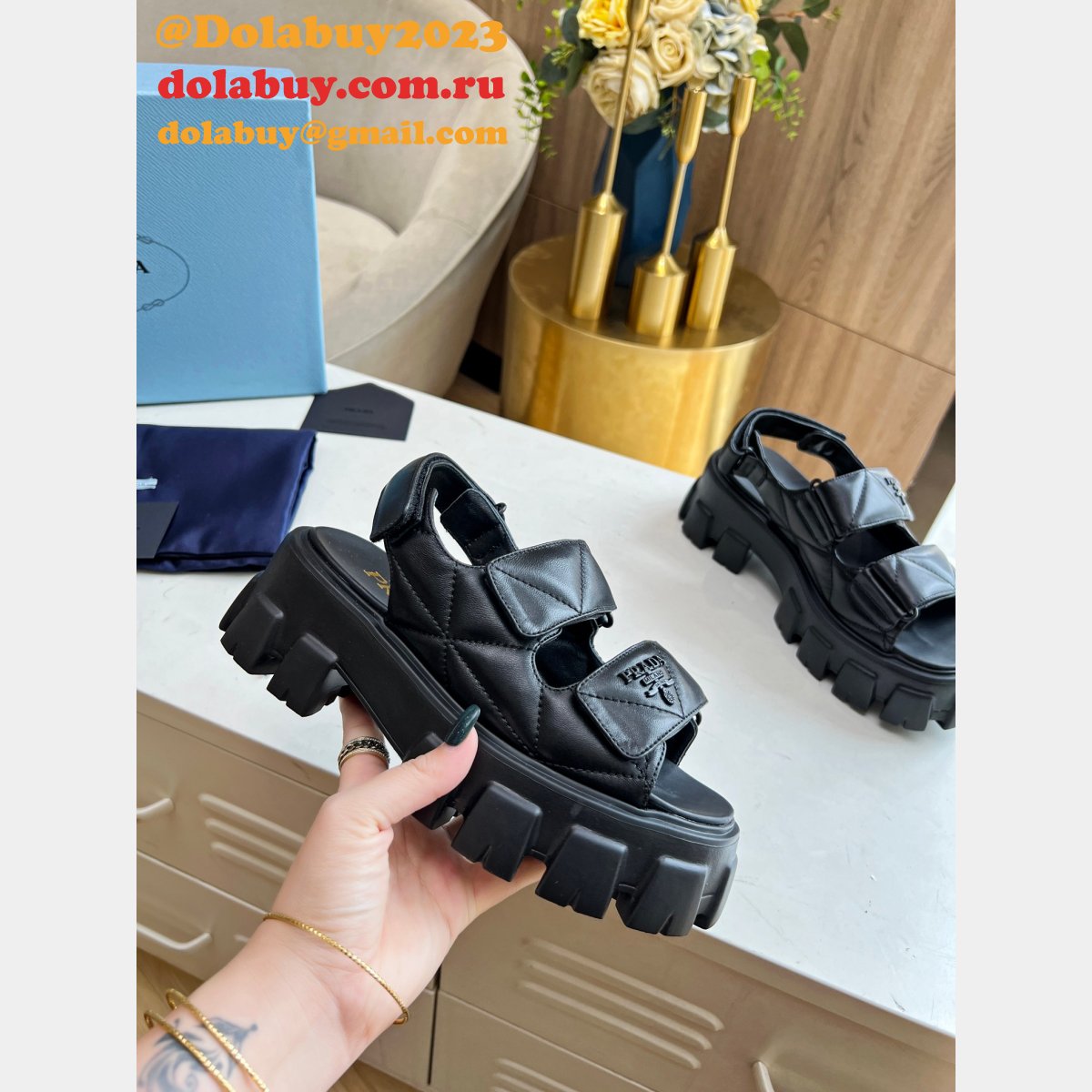 Buy New Replica Prada Roman Platform Sandals Luxury Shoes