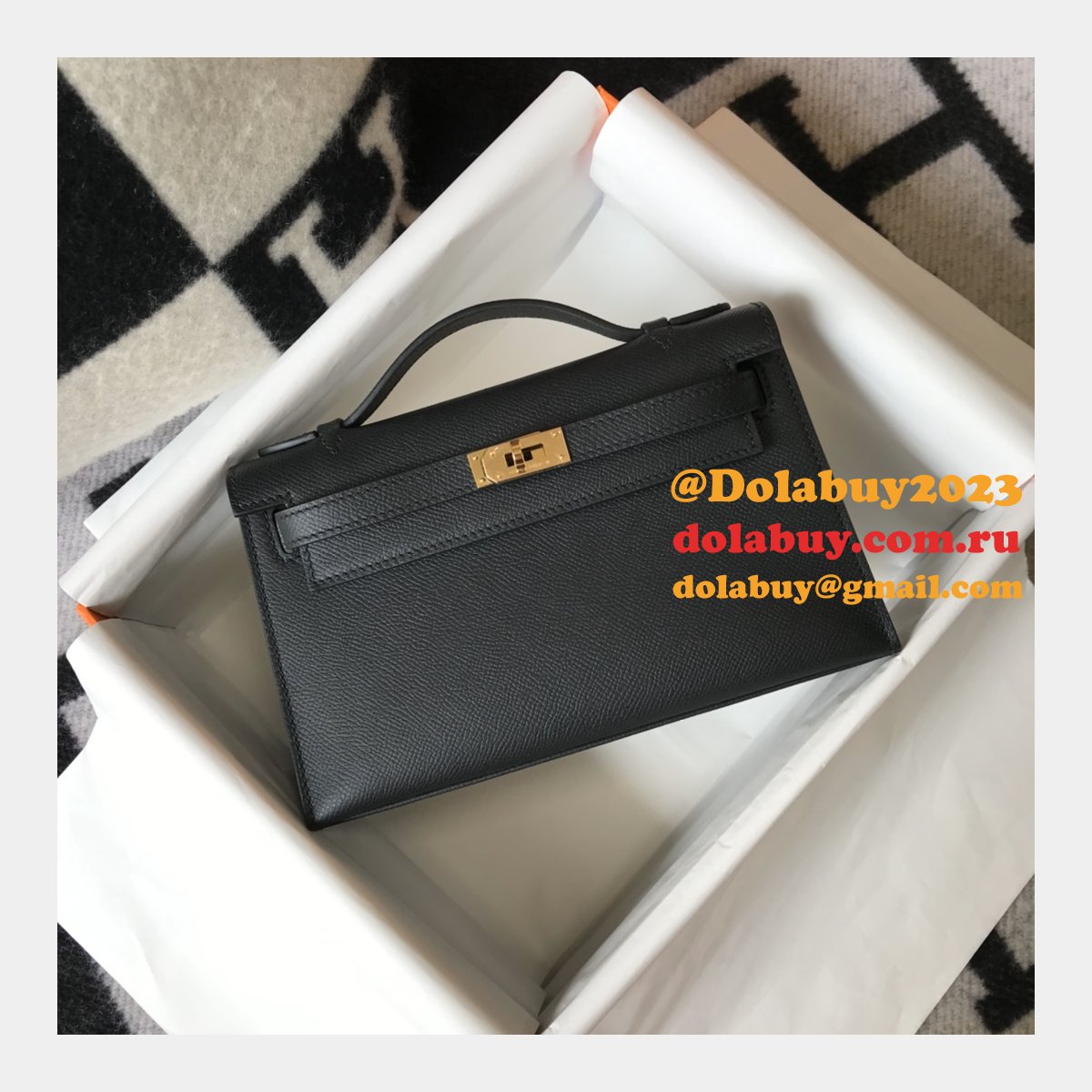 Luxury Hermes EPSOM LEATHER Mini Kelly Pouchette