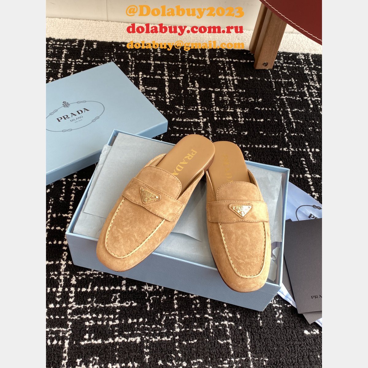 2025 Top Quality Prada Suede Slippers