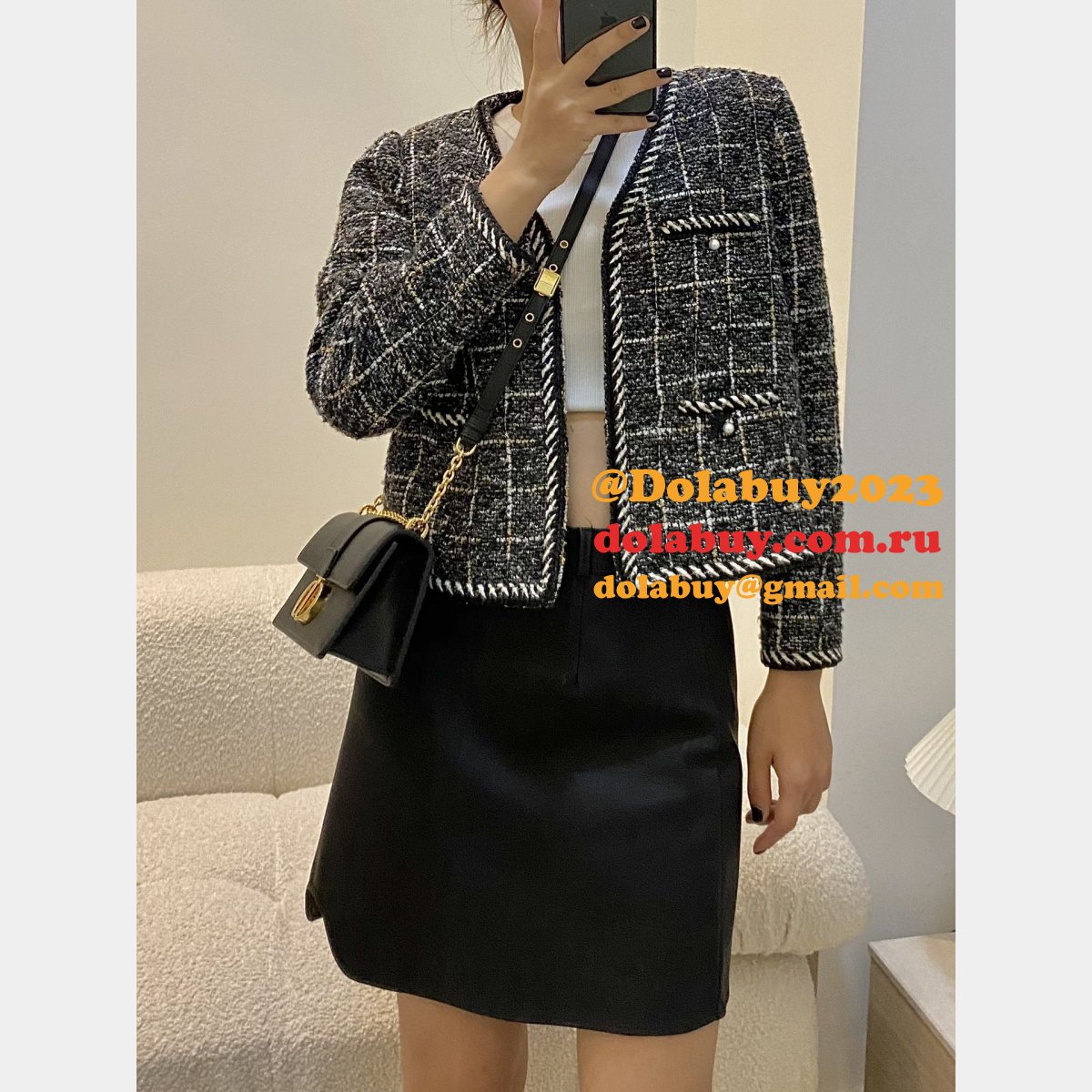 Replica Dior Black/White Montaigne High Quality 9207 Bag 21.5CM