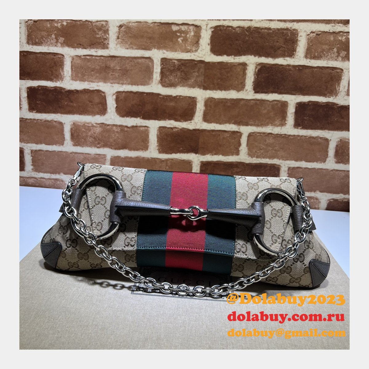 High Quality Gucci Horsebit Chain 764255 Shoulder Knockoff Bag Beige