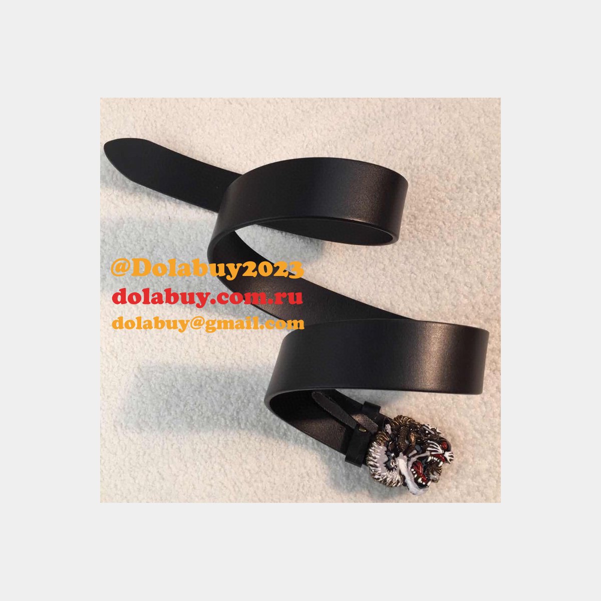 G*u*i replica leather belt with tiger buckle black