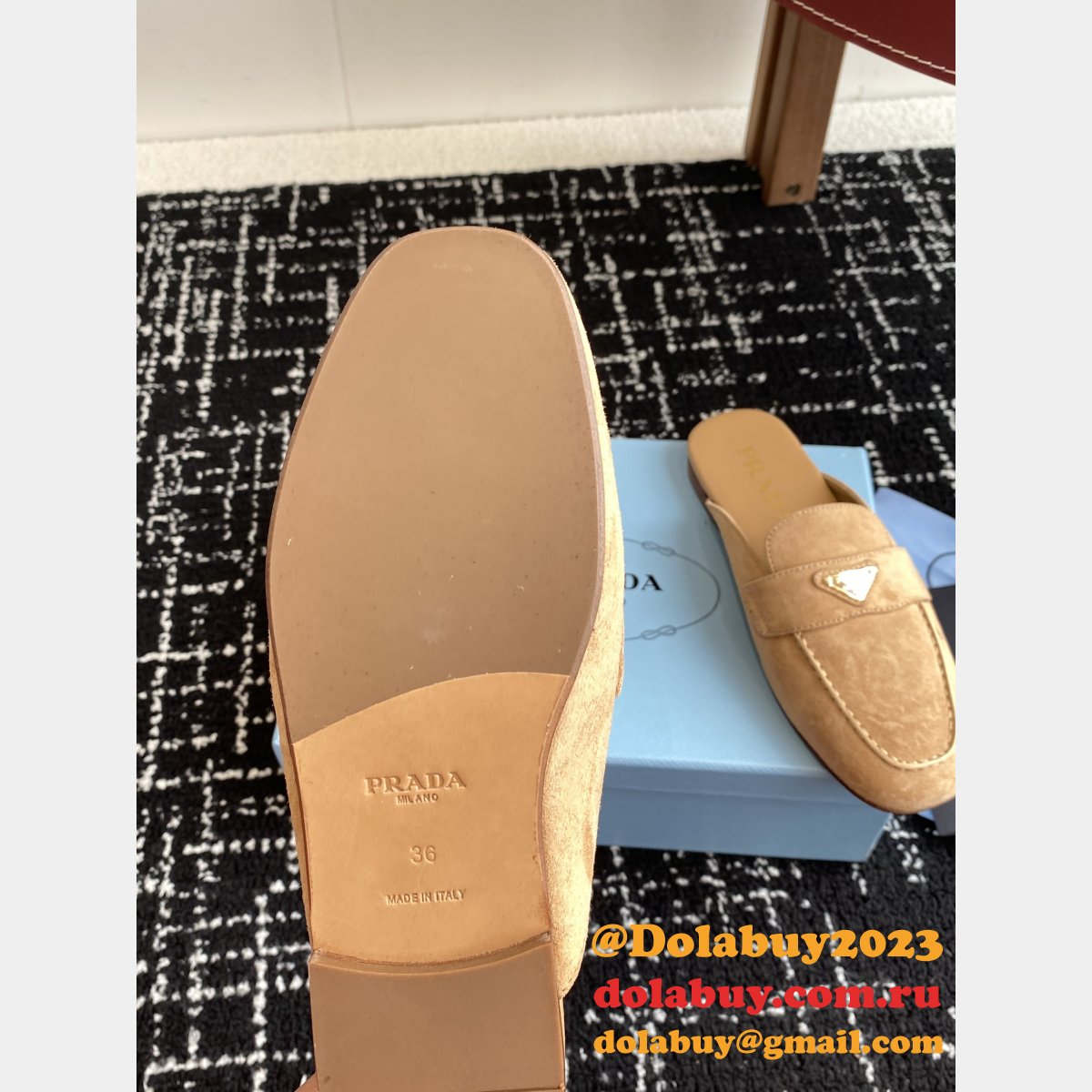 2025 Top Quality Prada Suede Slippers