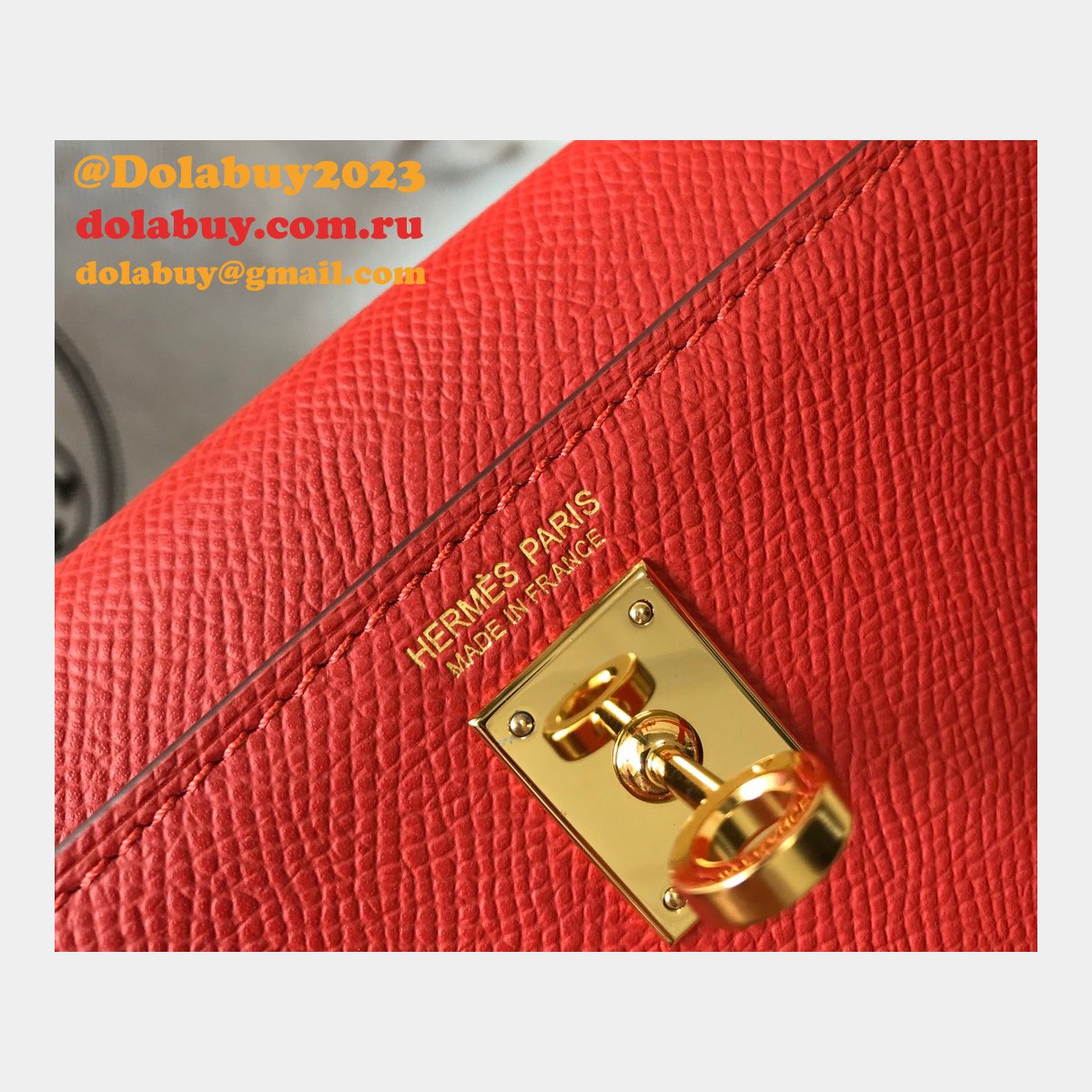 Replica Hermes Red Mini Kelly Handbag Epsom leather