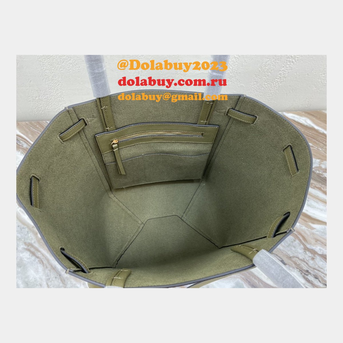 Wholesale Cheap Replica Celine Army Green Cabas Bags Online
