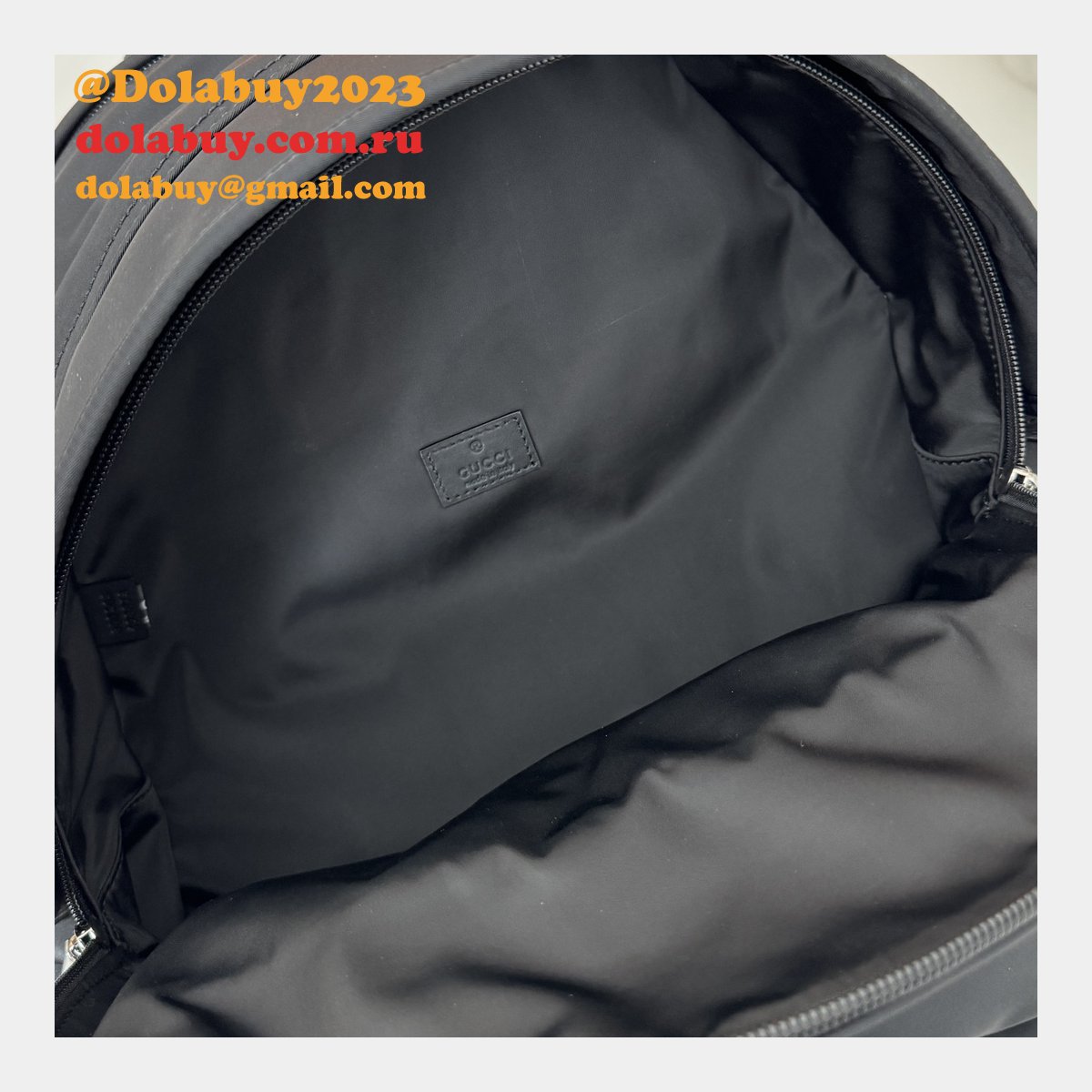 medium G*u*i backpack mens with gg logo 800265 black replica bags