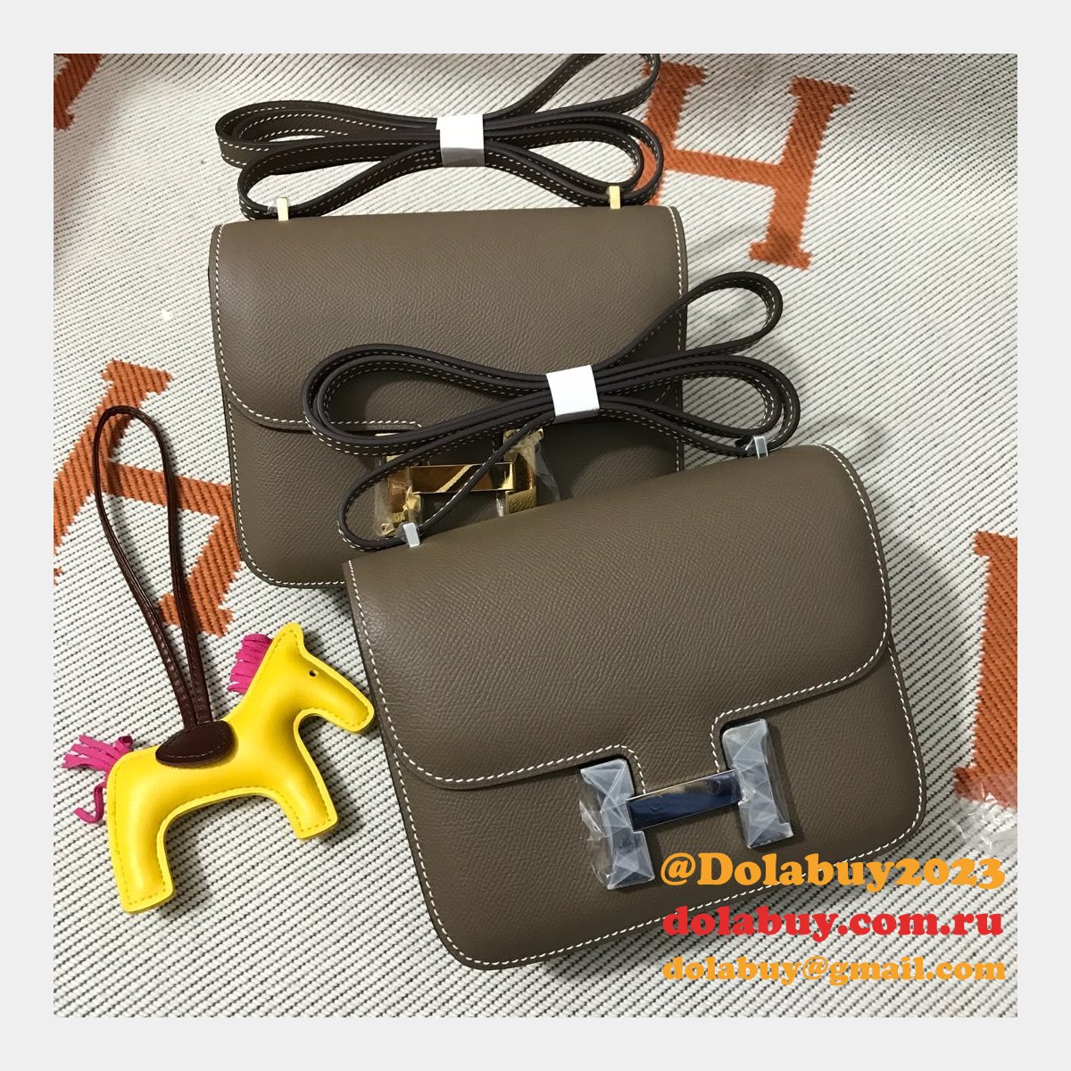 Hermes Constance Bag 18cm Epsom Leather Dark grey