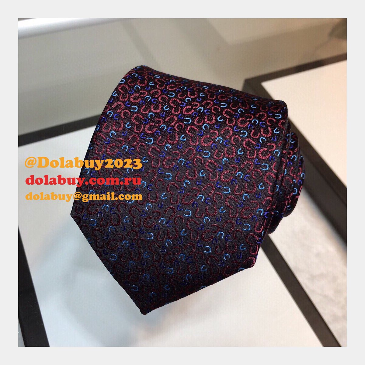 Hermes Replica Mens Silk Tie Geometric Pattern