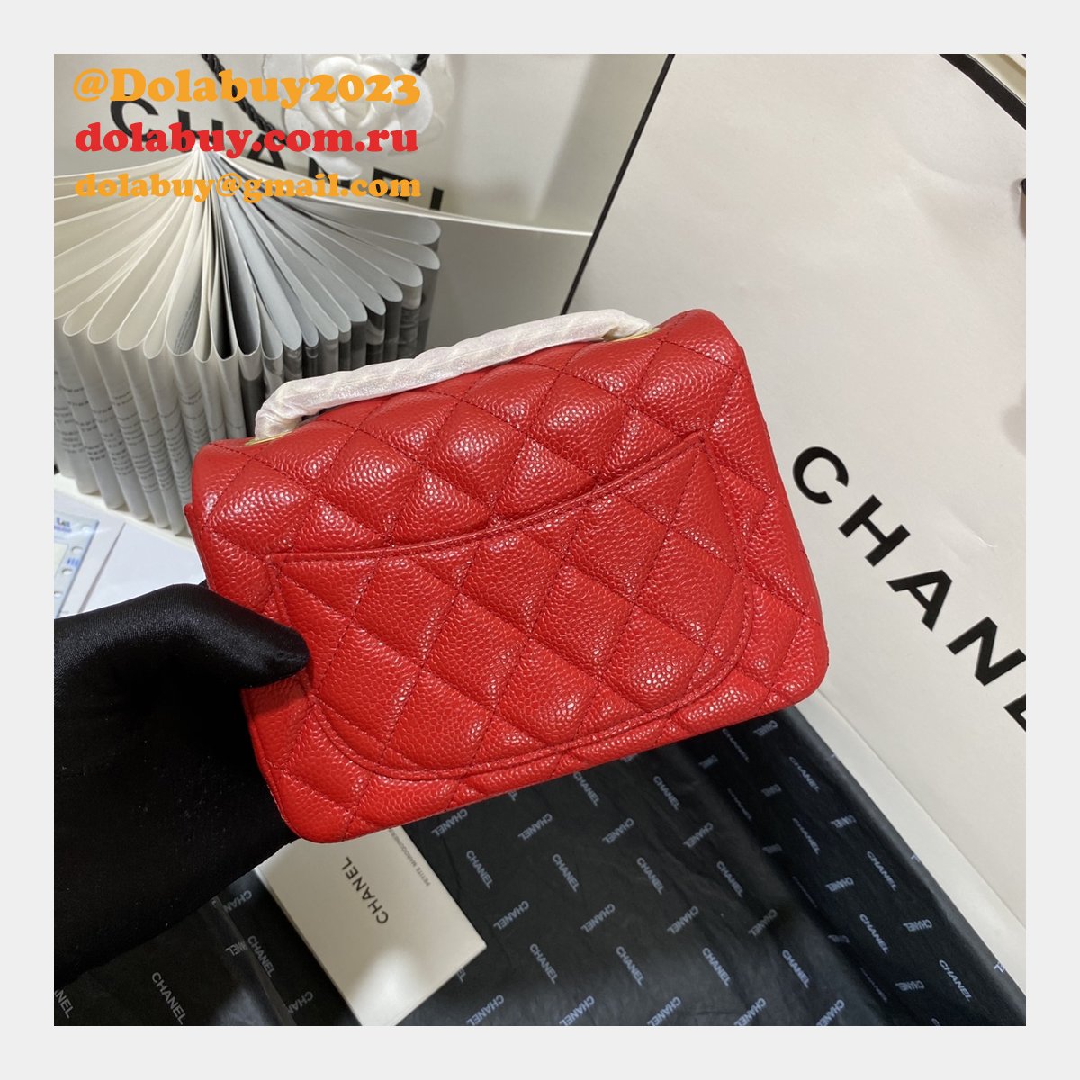 Perfect CC 17CM Classic Flap Caviar Leather Bag
