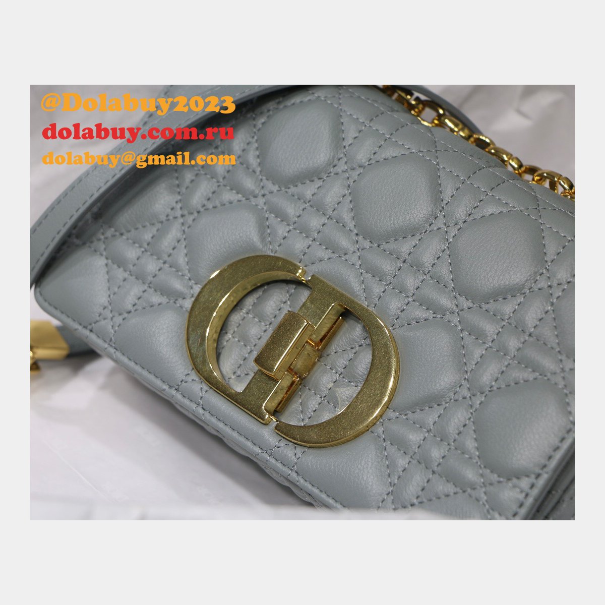 Cheap Dior Caro Bag Black Soft Cannage Calfskin Gray