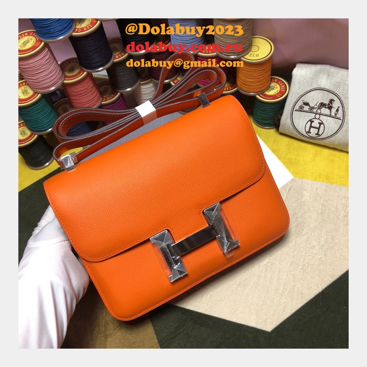 Hermes Constance Bag 23cm Epsom Leather Orange