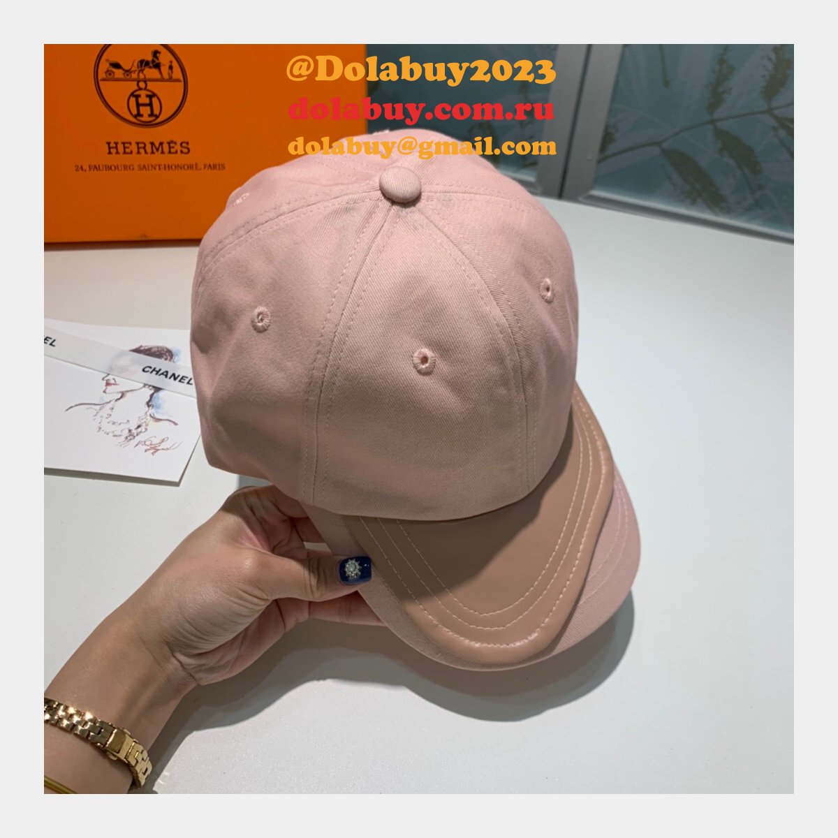 Hermes High Quality Canvas fabric Peaked cap