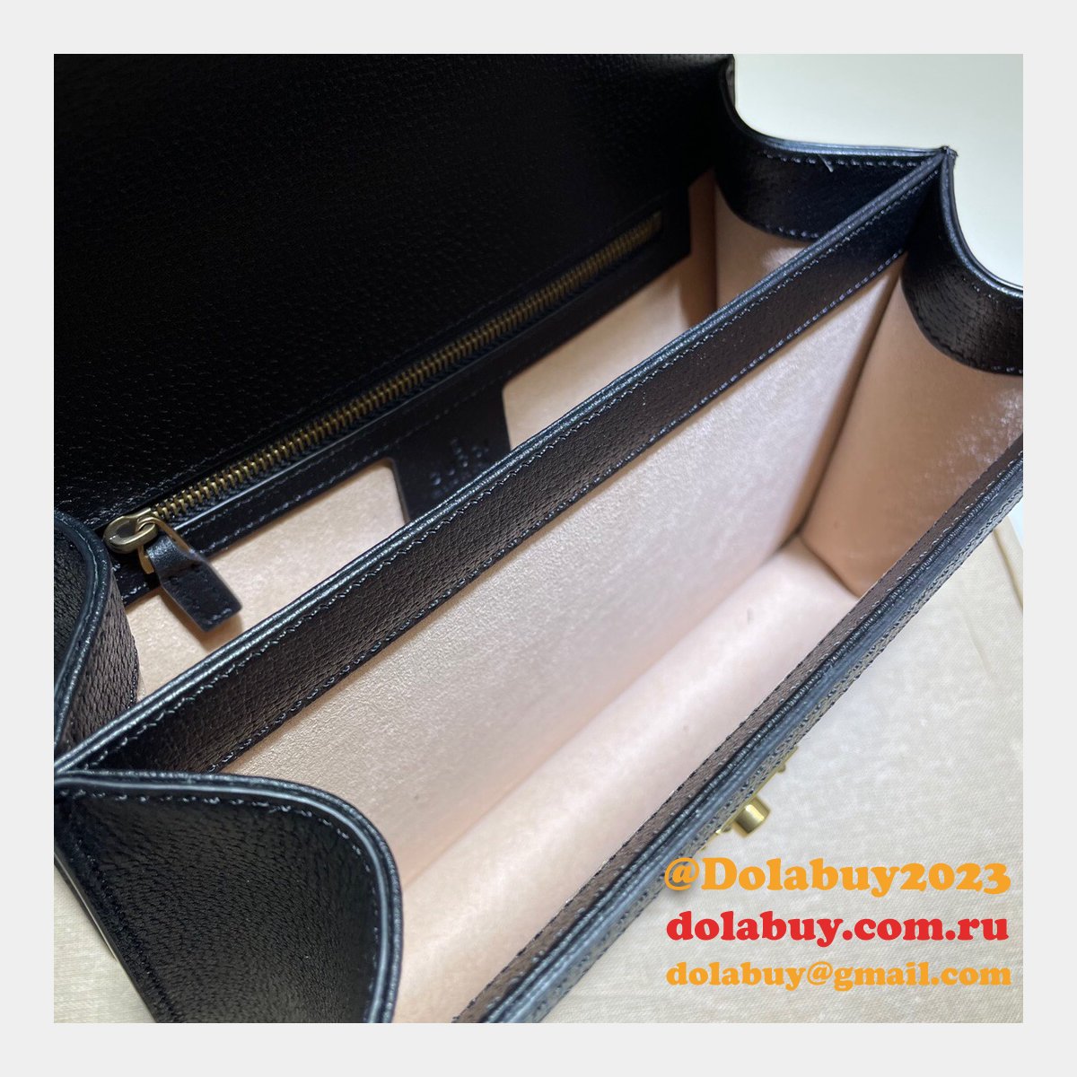 G*u*i black/cream ophidia small top handle replica bag