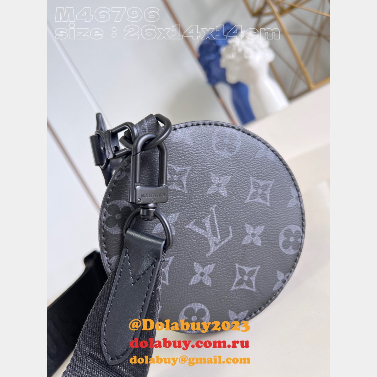 Soft Polochon M46796 Monogram Eclipse Replicas Louis Vuitton Bag