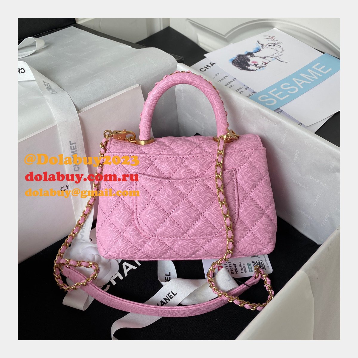 Replica Handle Matelasse 2Way AS2215 Shoulder Bag CAVIAR 19CM