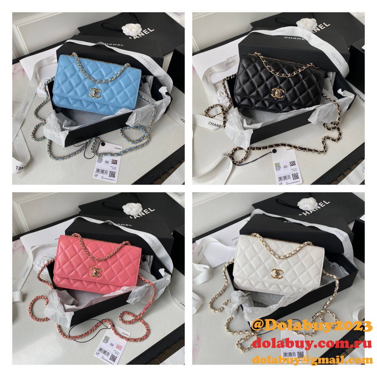 Good Replica Woc A80982 Wallet on Chain Lambskin & Gold-Tone Metal