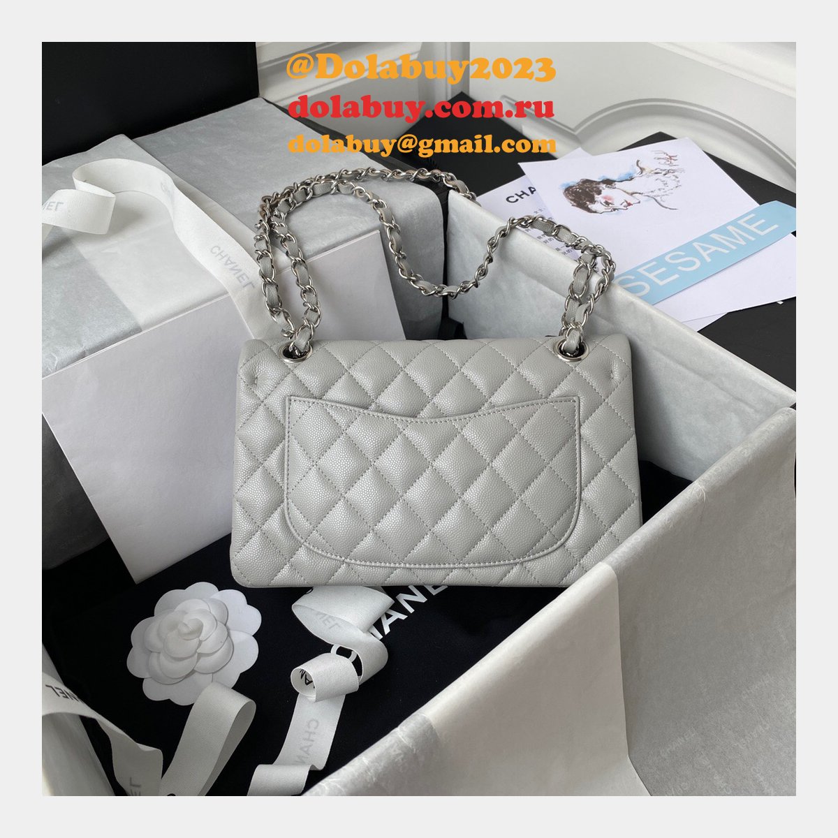 Top quality Fake Small Flap Lambskin CF 23cm