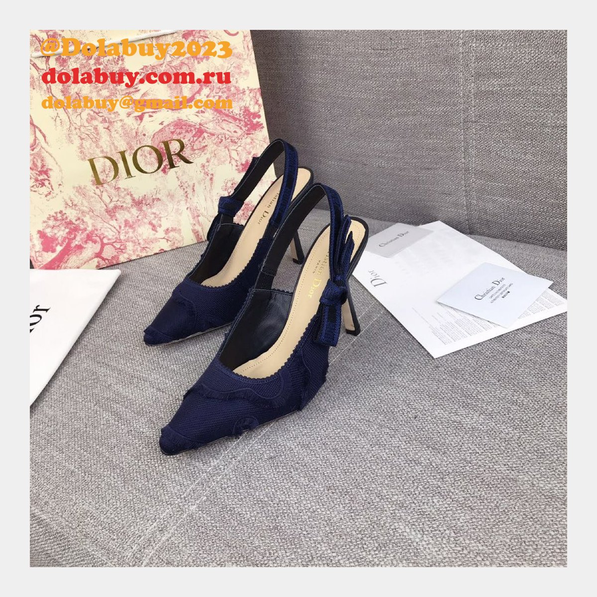 High Top Quality Replica Fashion Dior Navy Blue Tassel Shoes