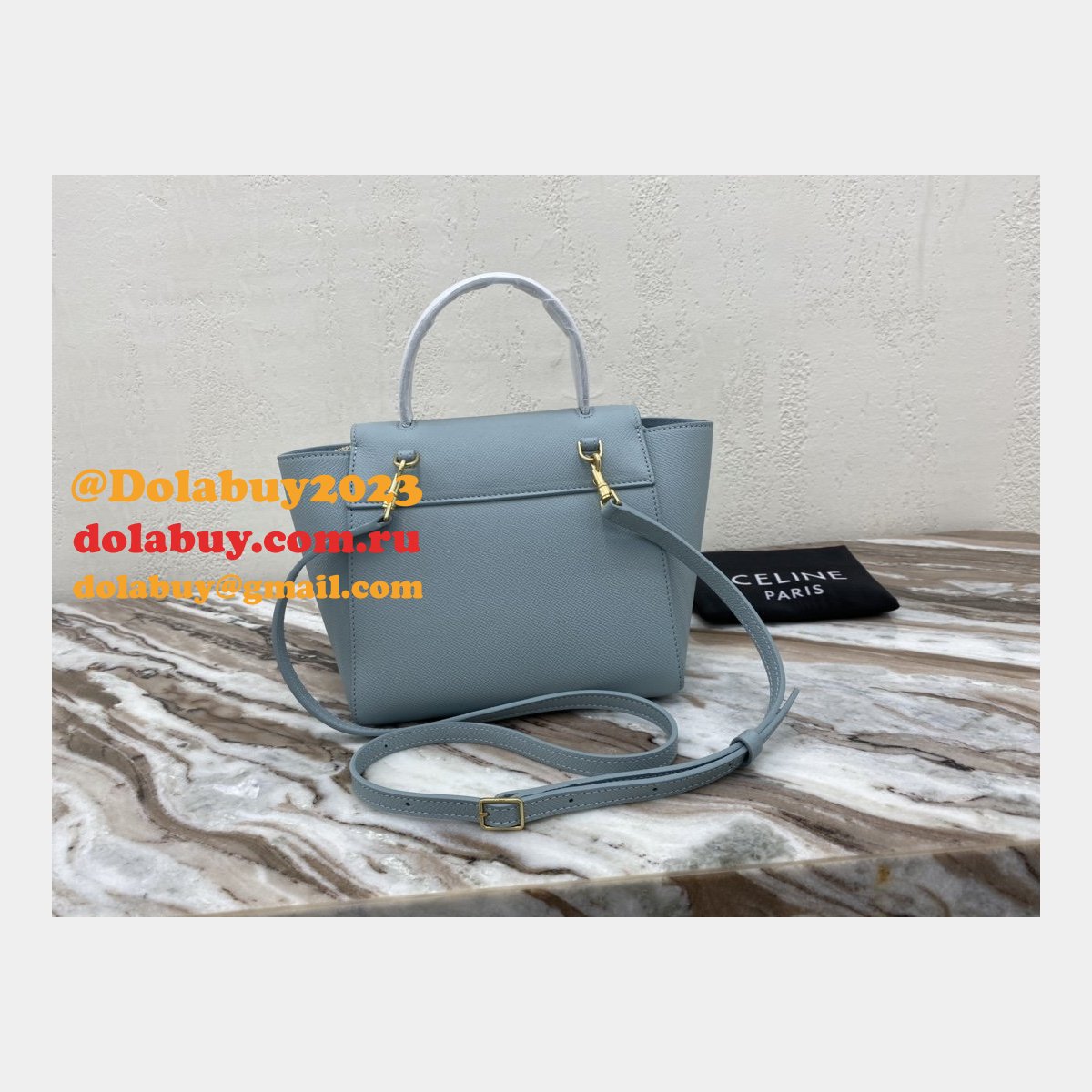 Celine Replica Grained Calfskin Nano Belt Bag Blue