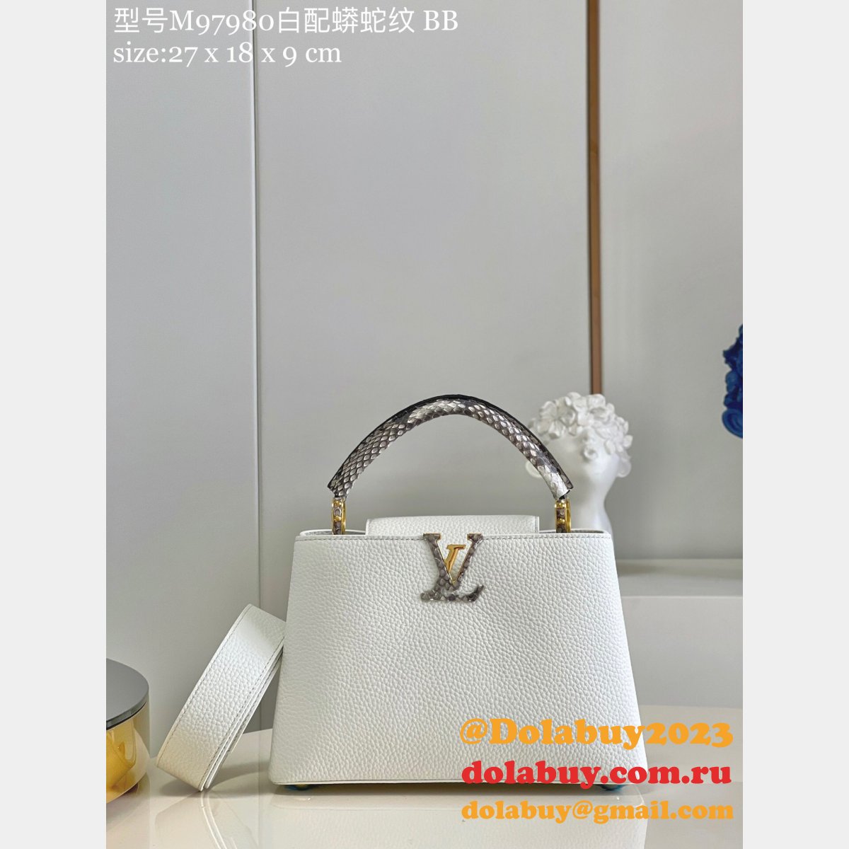 Louis Vuitton AAA Replica Designer Capucines Mini White M97980/M55921 Bag