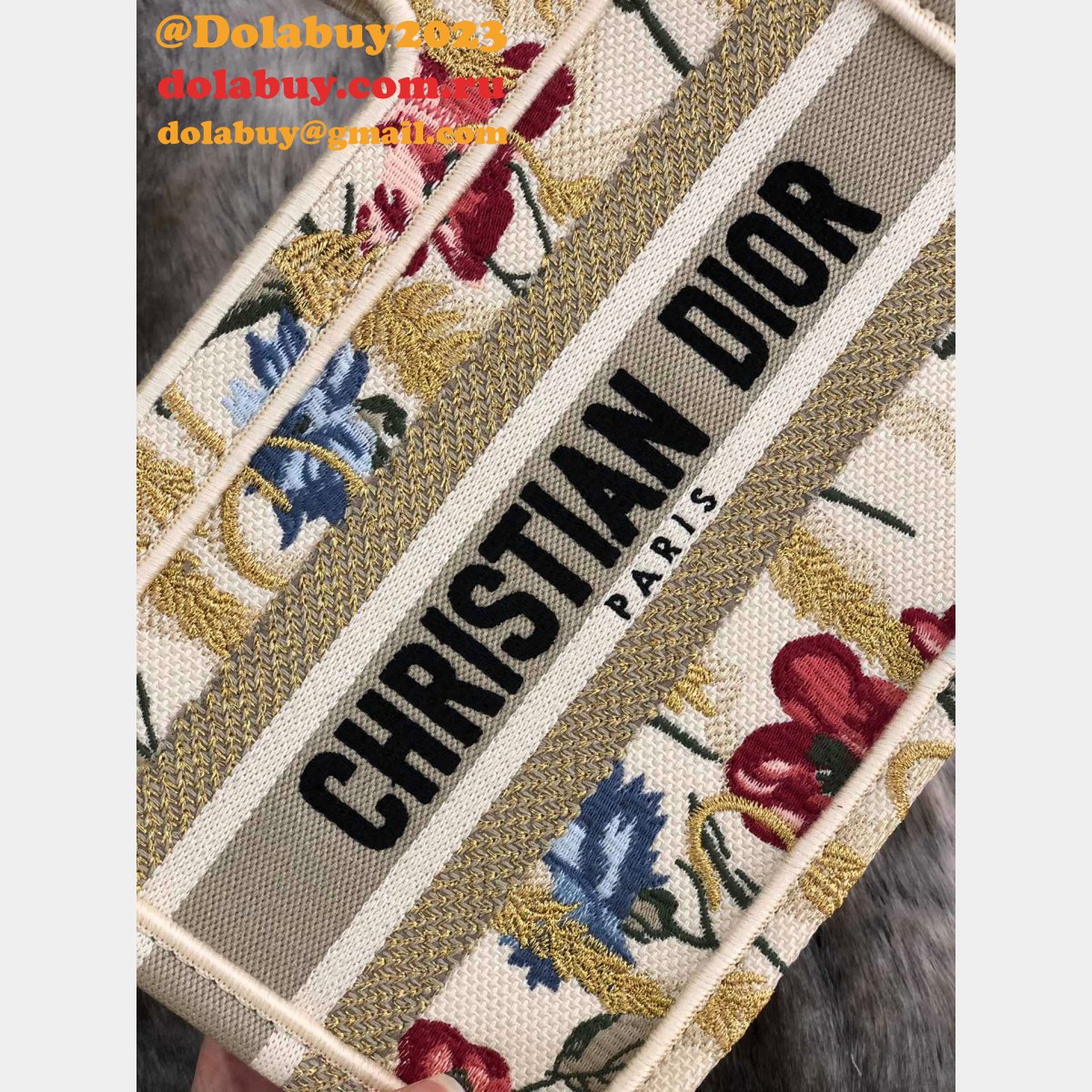 Mini Dior Book Tote Replica Oblique Embroidery