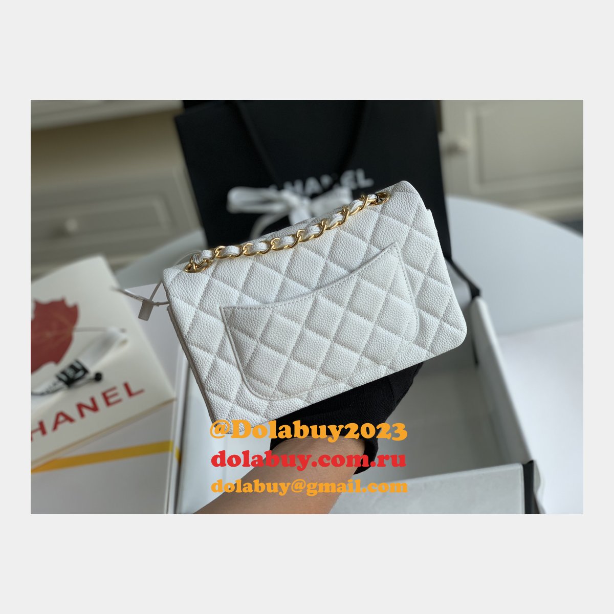 Top Quality CC Caviar Leather Flap Bag 1116 20CM